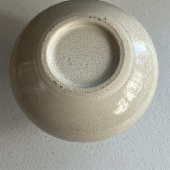 Pottery Decorative Vase Small Round Off White Yellow Flowers Glaze Home Decor - Picture 4 of 7